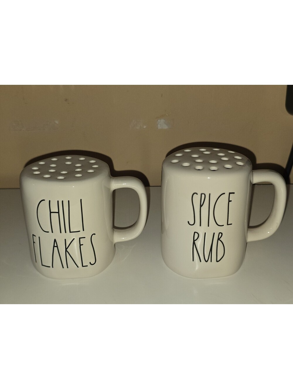Rae Dunn Spice Rub & Chili Flakes Shaker Set Farmhouse Ceramic Kitchen Decor